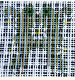 Daisy on Blue Green Pink Stripes Canvas