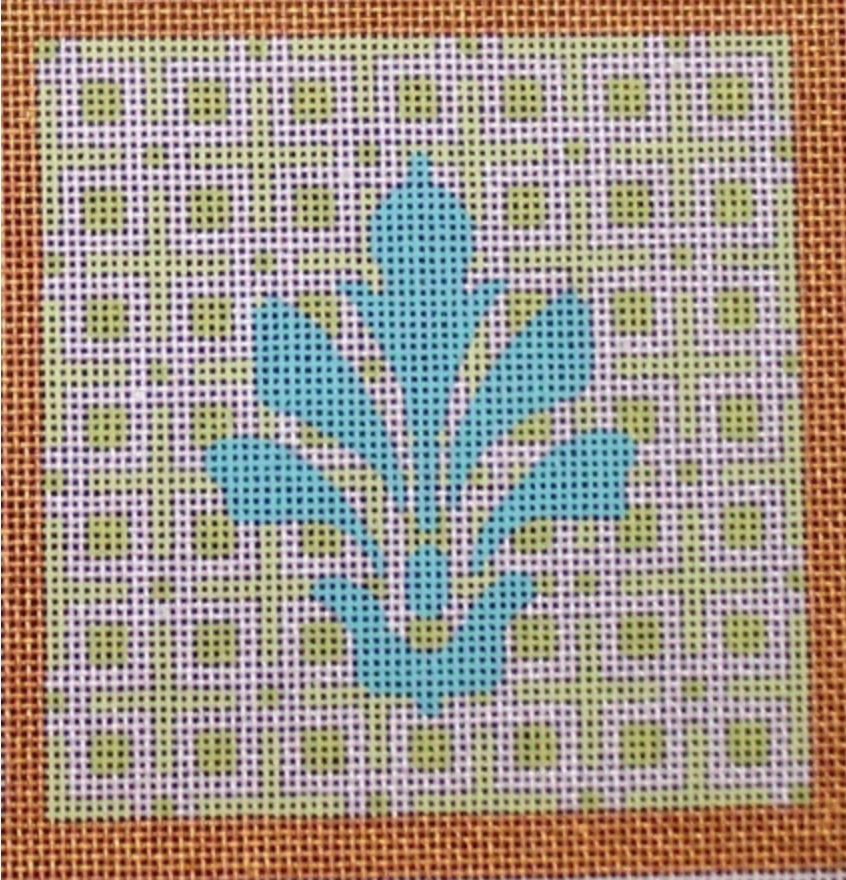 Spring Deco Square Coaster - Green Damask