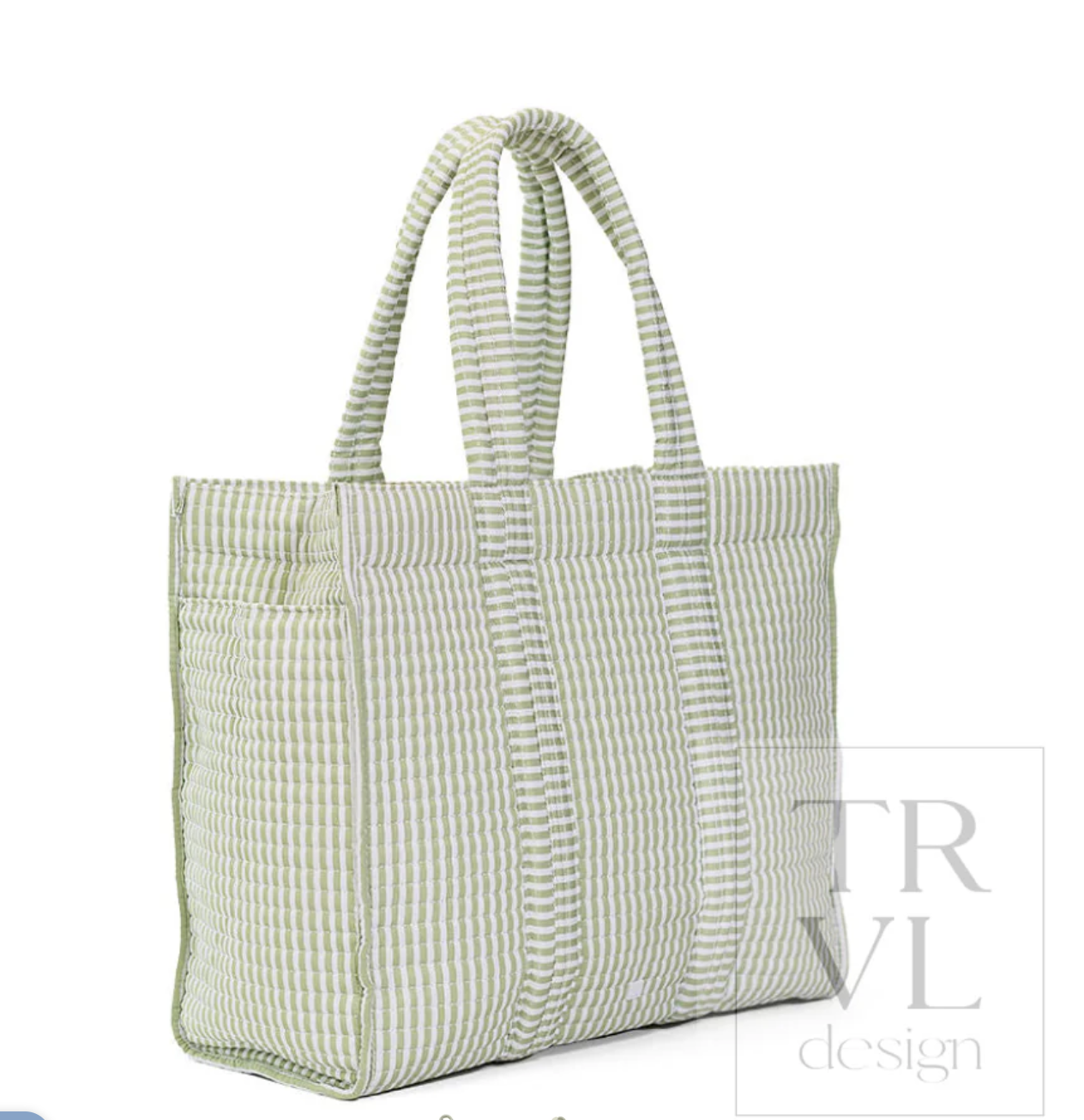 Quilted Go Go Tote - Pimlico Stripe Sage