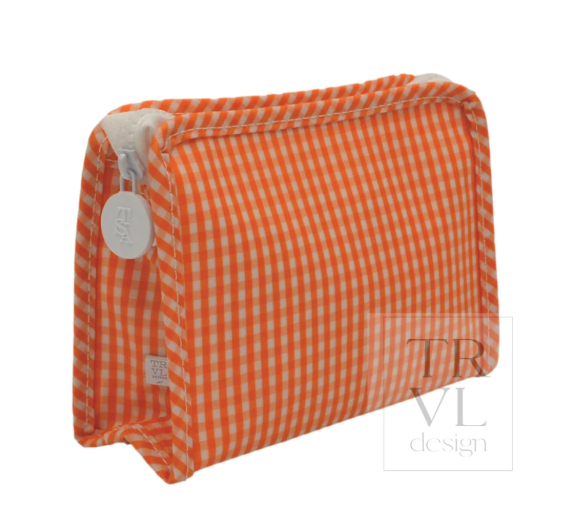 Roadie Small Zip Pouch - Gingham Orange