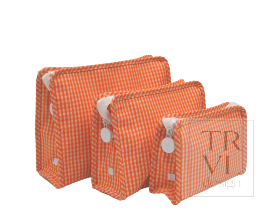 Roadie Small Zip Pouch - Gingham Orange