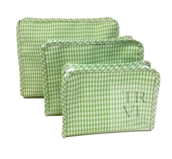 Roadie Small Zip Pouch - Gingham Leaf