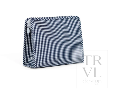 Roadie Large Zip Pouch - Navy Gingham