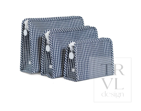 Roadie Large Zip Pouch - Navy Gingham