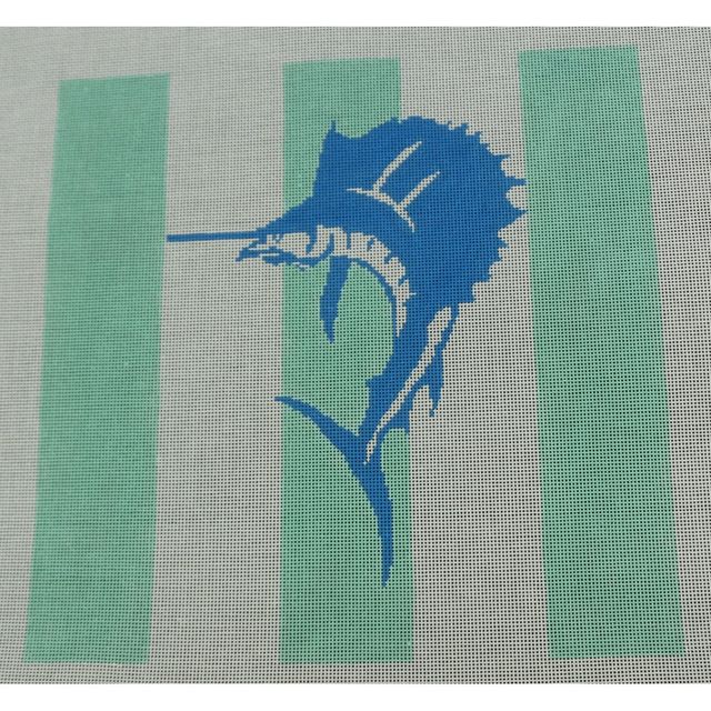 Sailfish on Mint Stripes Canvas