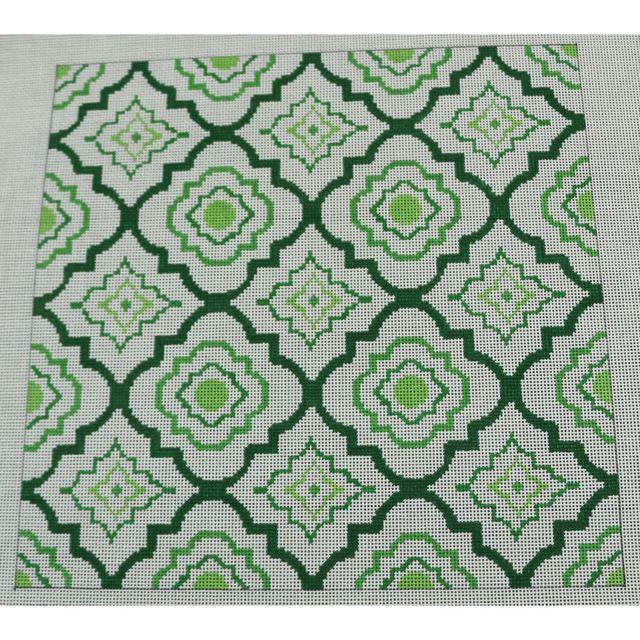 Green Tiles Pillow Canvas