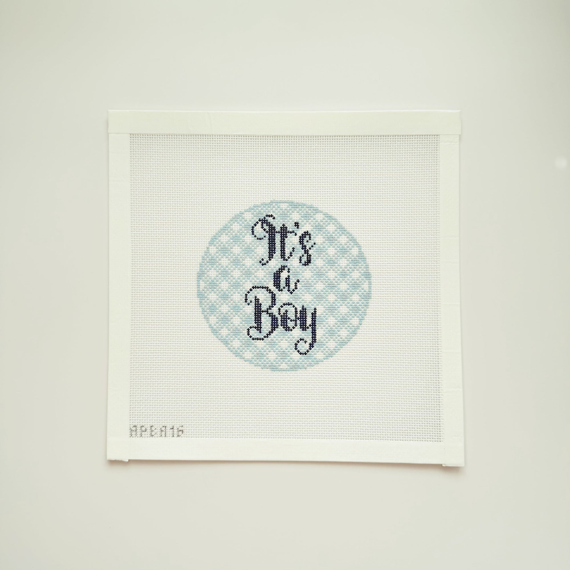 Its a Boy" Gingham Round Canvas