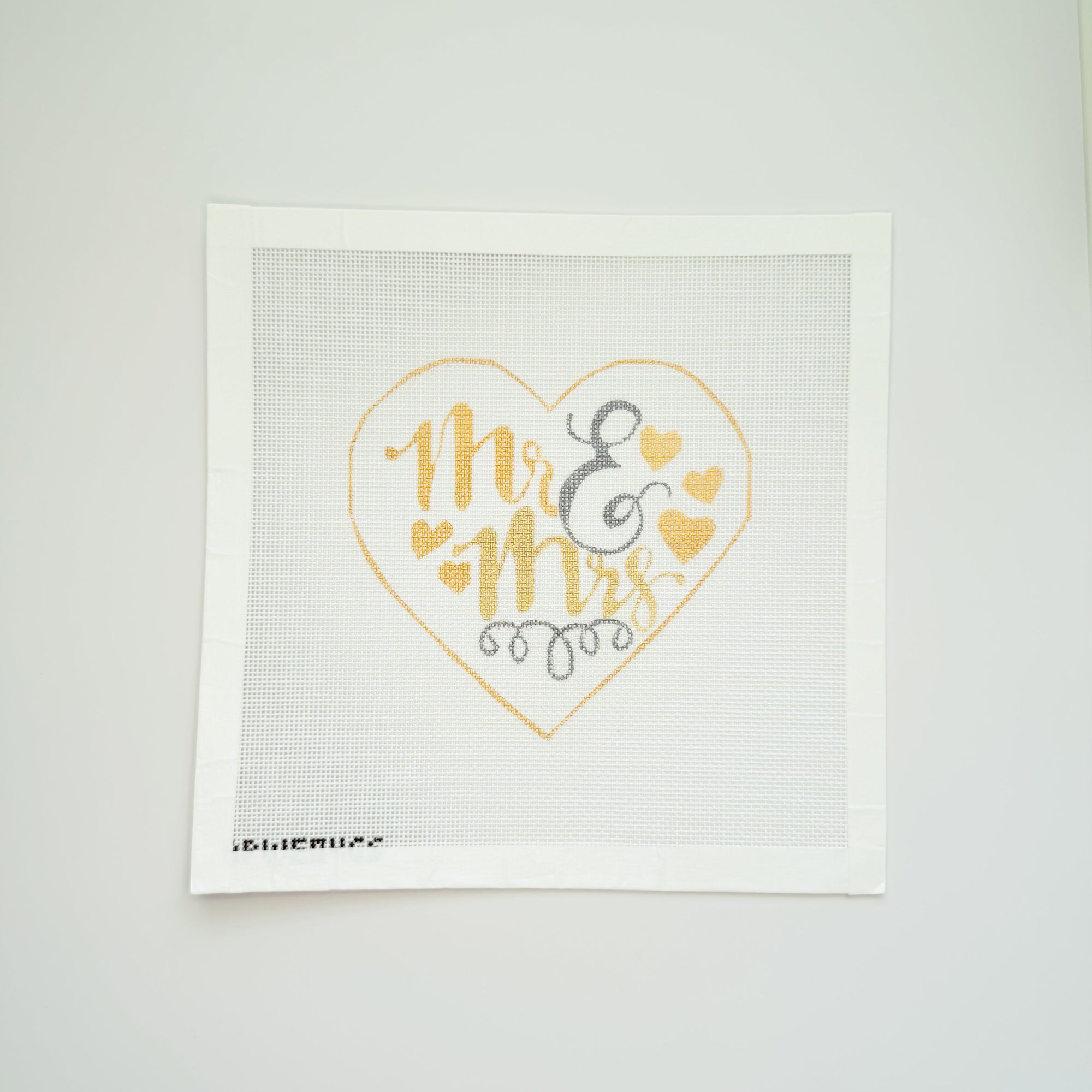 Mr. &amp; Mrs Heart Gold/Silver Canvas