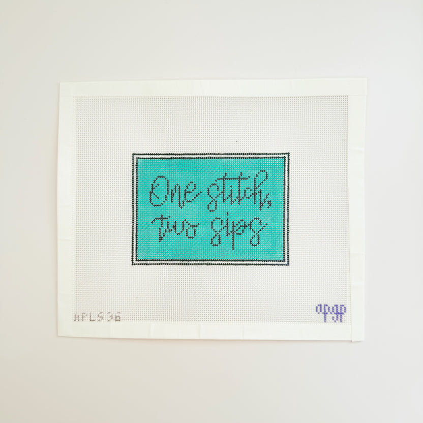 One Stitch, Two Sips Canvas