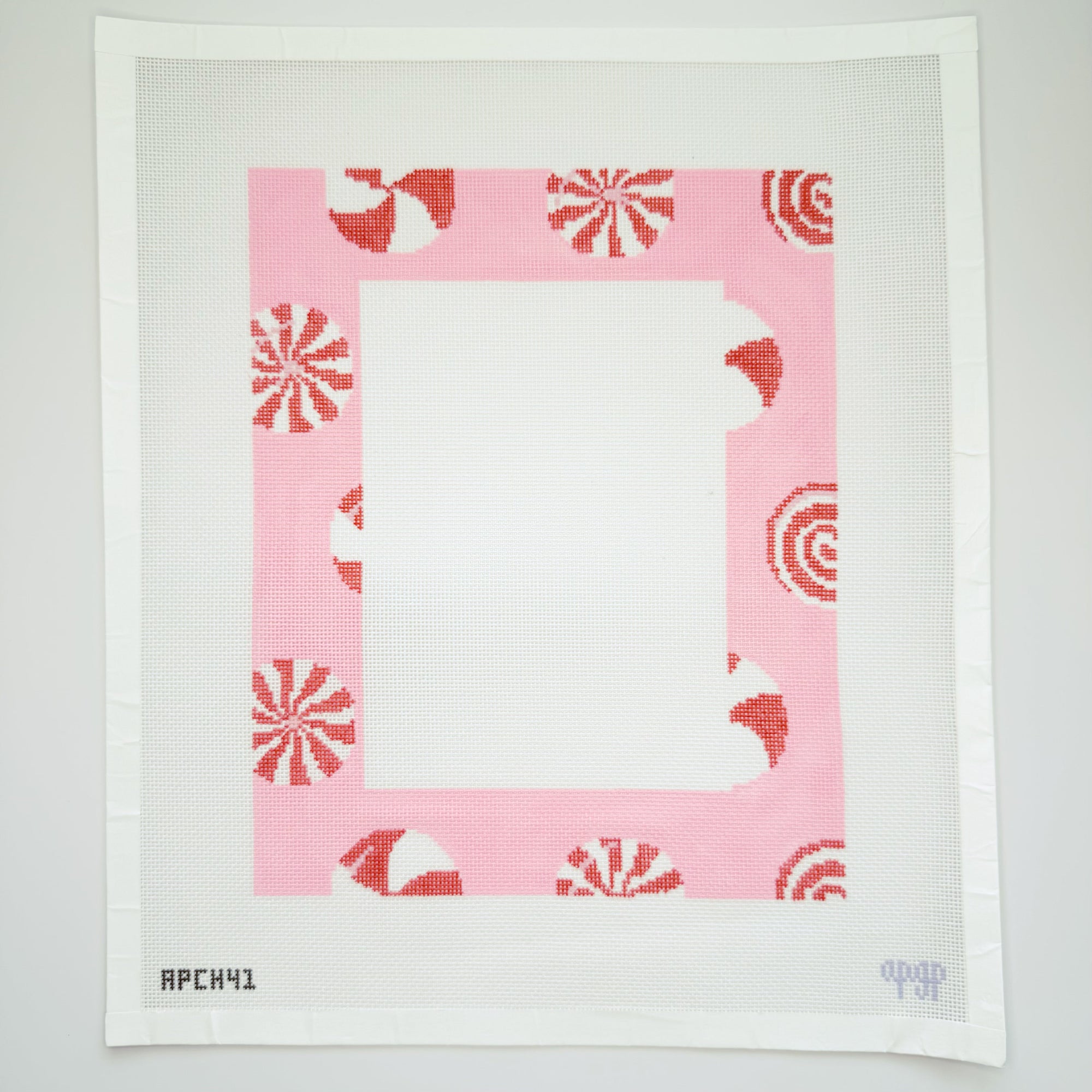 Peppermints on Pink Frame Canvas