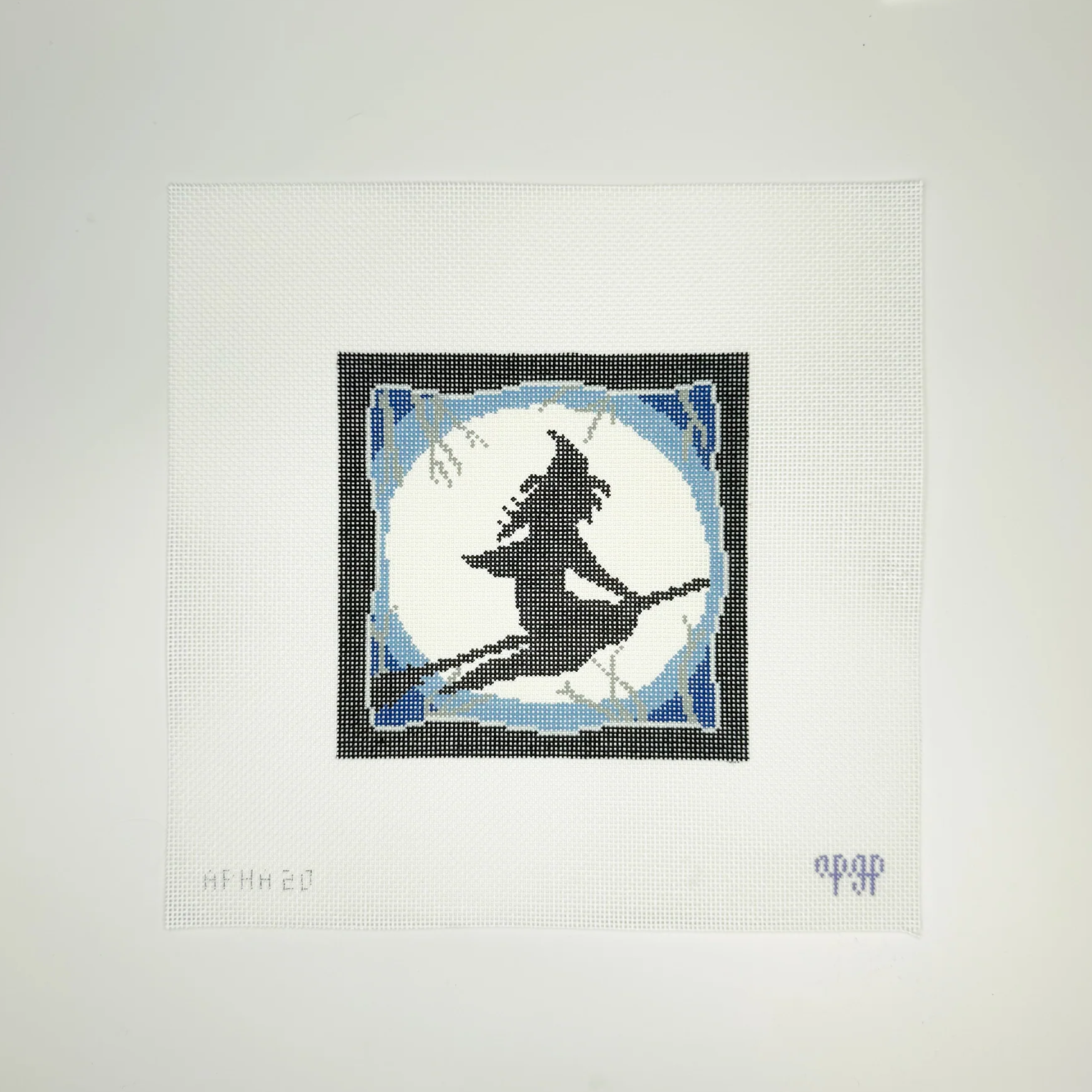 Spooky Scene - Blue with Witch Canvas
