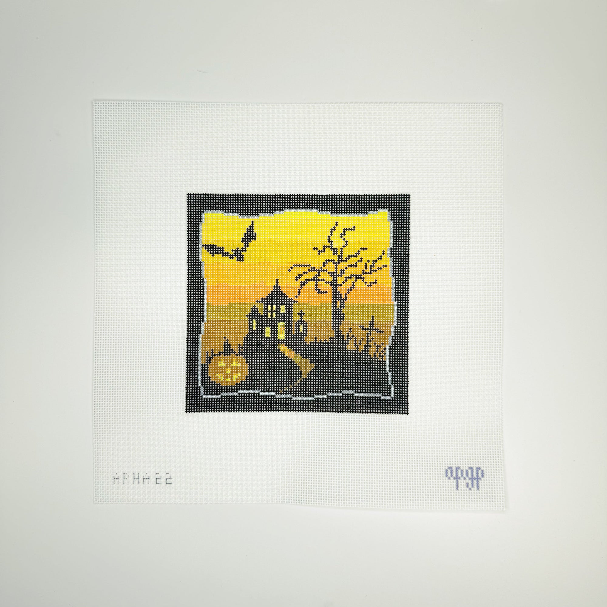 Spooky Scene - Orange with Jack-o-lantern Canvas