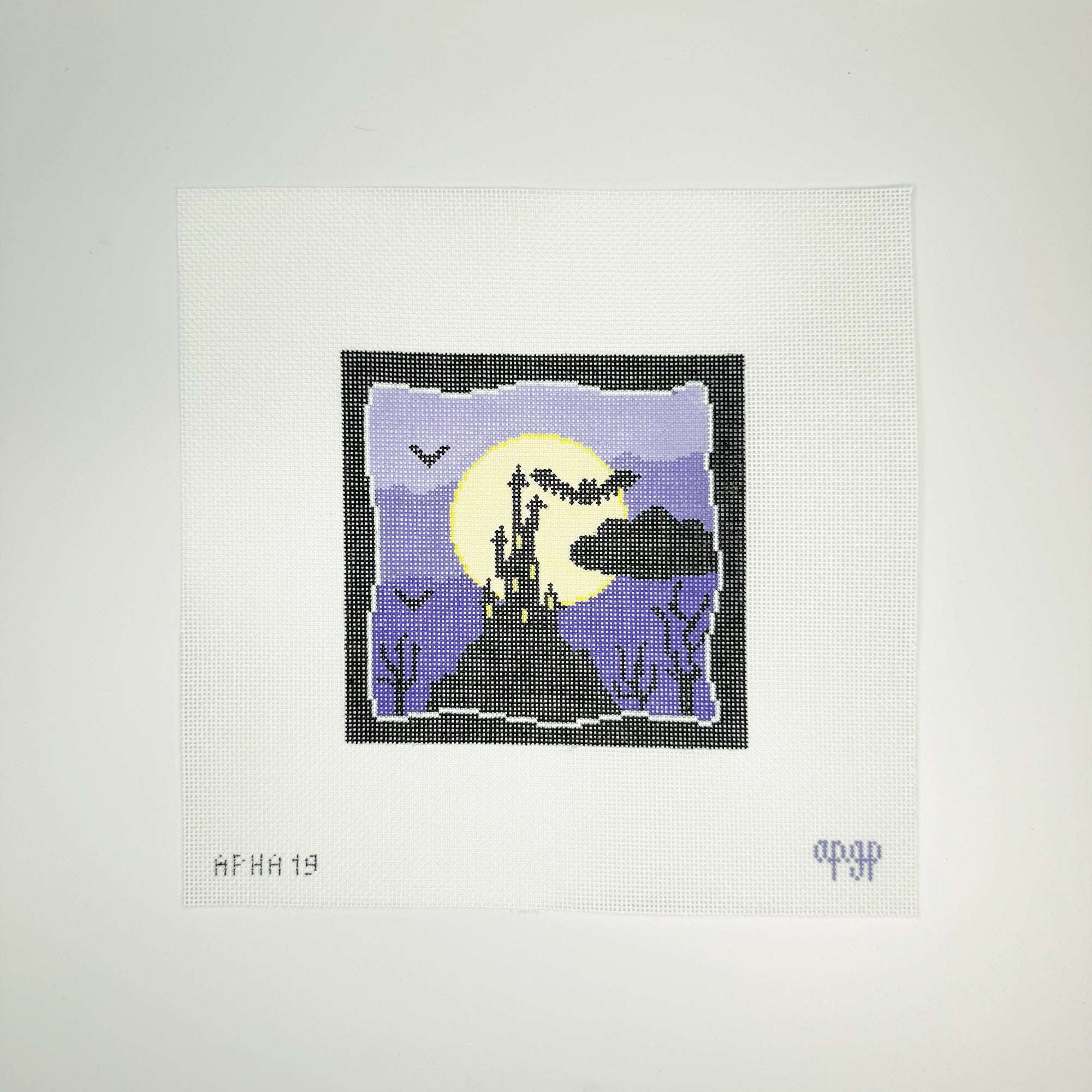 Spooky Scene - Purple with Haunted House Canvas